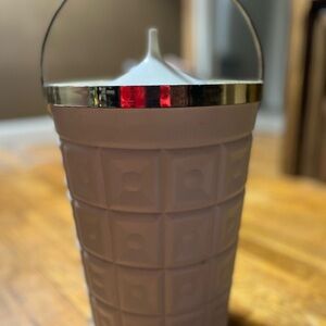 Vintage 60s Lustro Ware Large Ice Bucket Cream Gold 12” Tall MCM